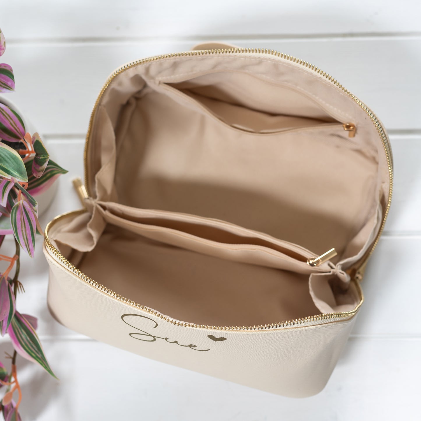 Lay Flat Make Up Bag | Personalised Open Out Cosmetic Bag