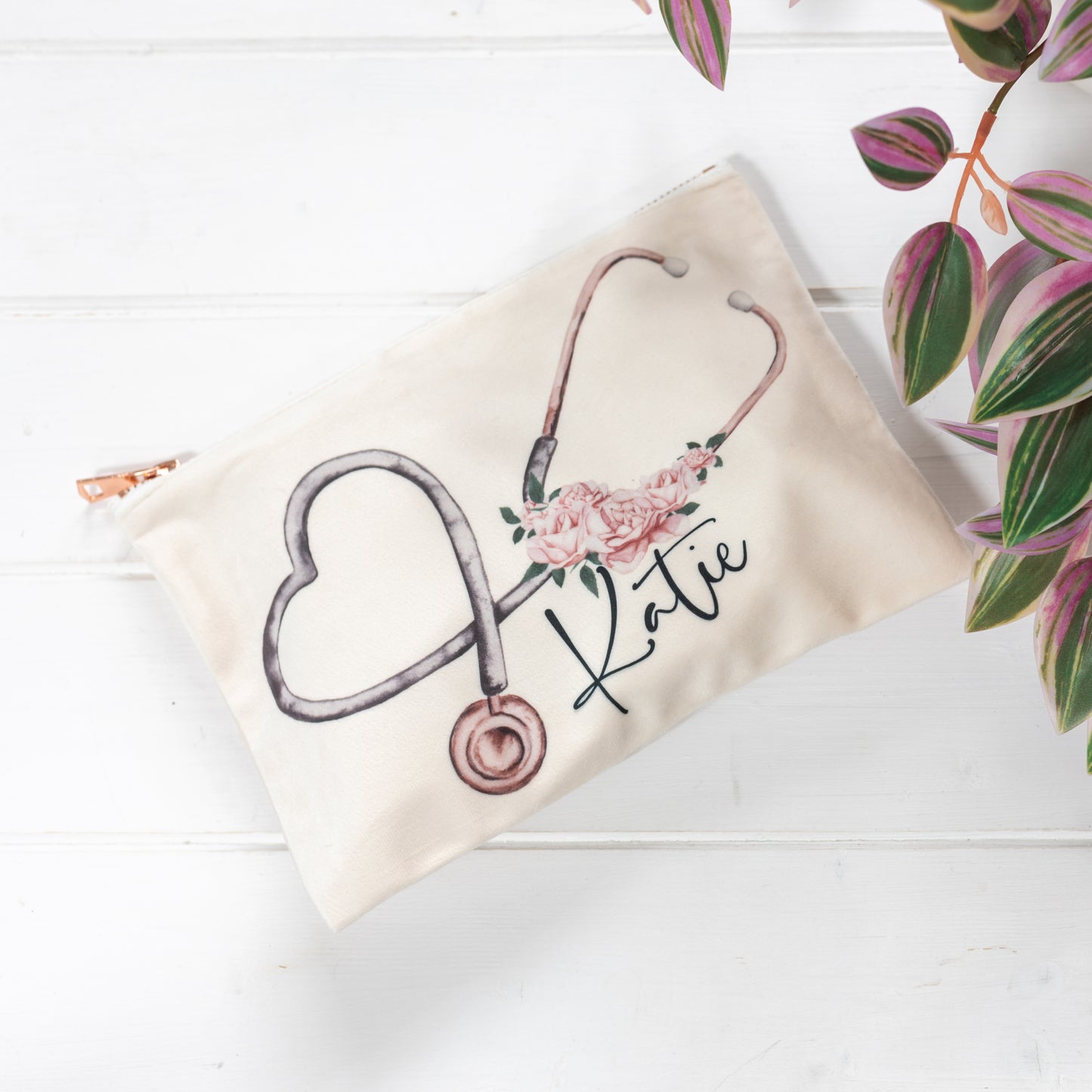 Personalised Nurse Velvet Bag with Zip | Plush Bag for Work Bits