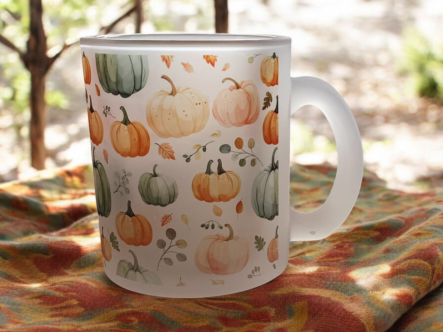 Pumpkin Glass Mug | Autumn Mug with Optional Personalisation