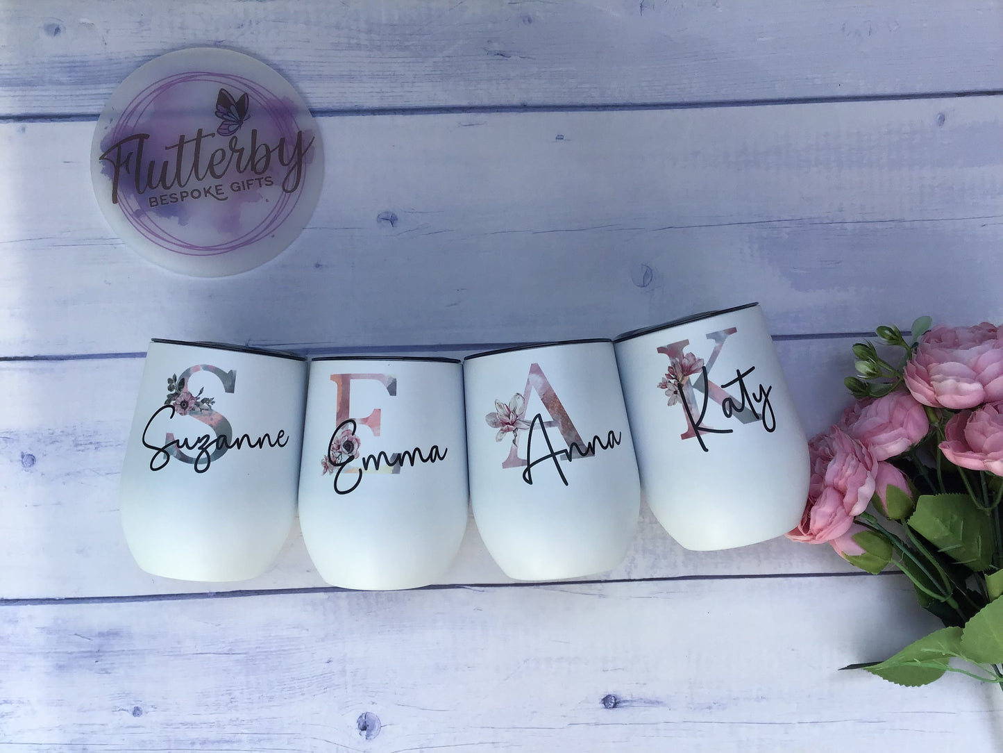 Wine tumbler, personalised, stainless steel, monogram, initial, insulated wine cup, gin tumbler with name