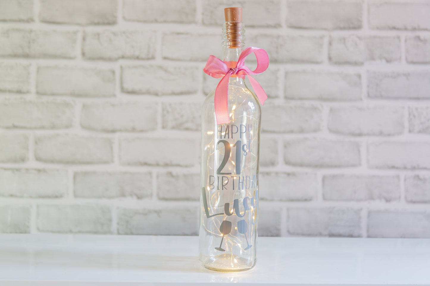 Light Up Bottle, birthday lights bottle, personalised light up bottle, 16th, 18th, 21st, 30th, 40th, 50th, 60th, 70th, 80th, 90th, 100th