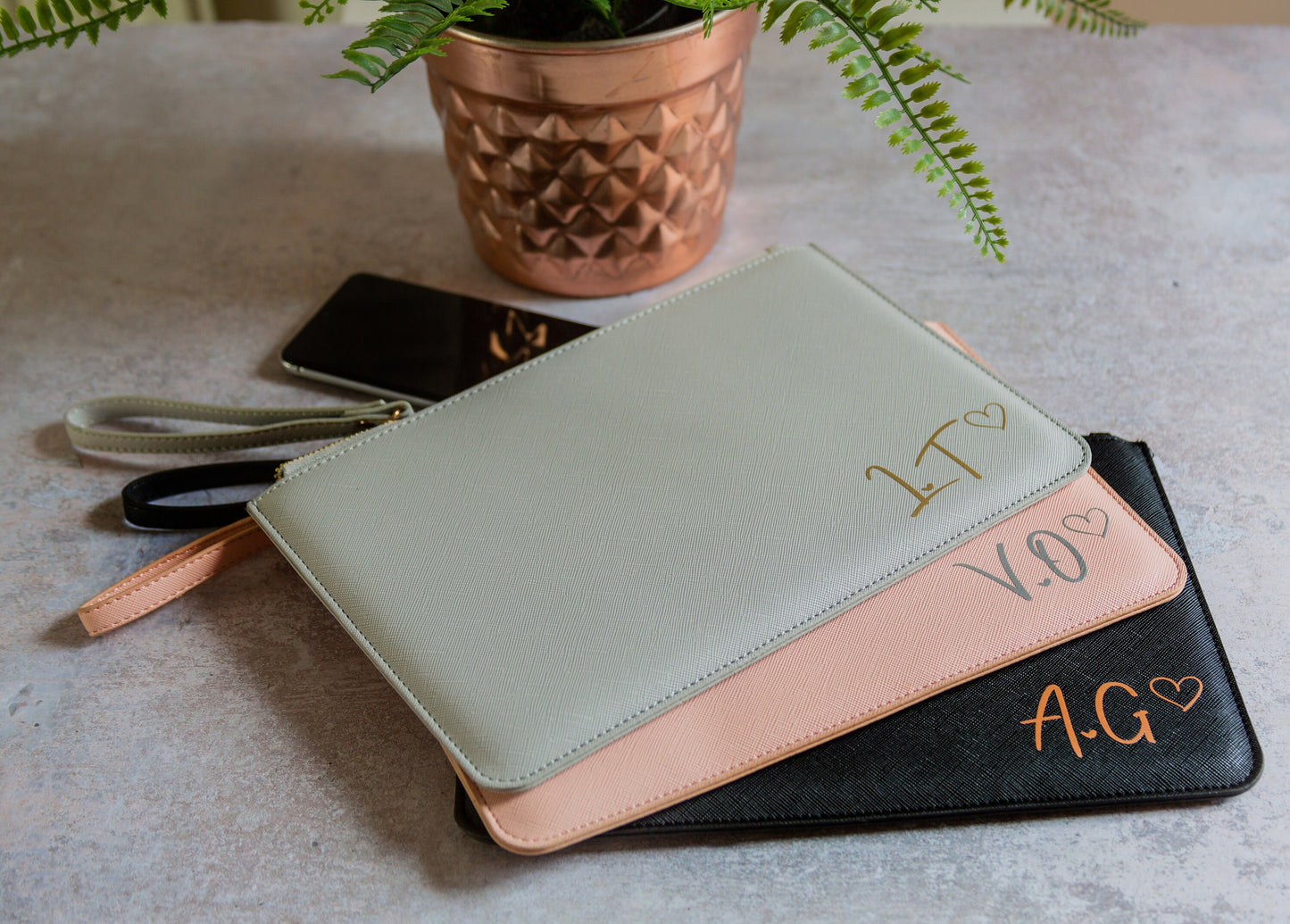 Personalised Bridesmaid Clutch Bag with Wrist Strap