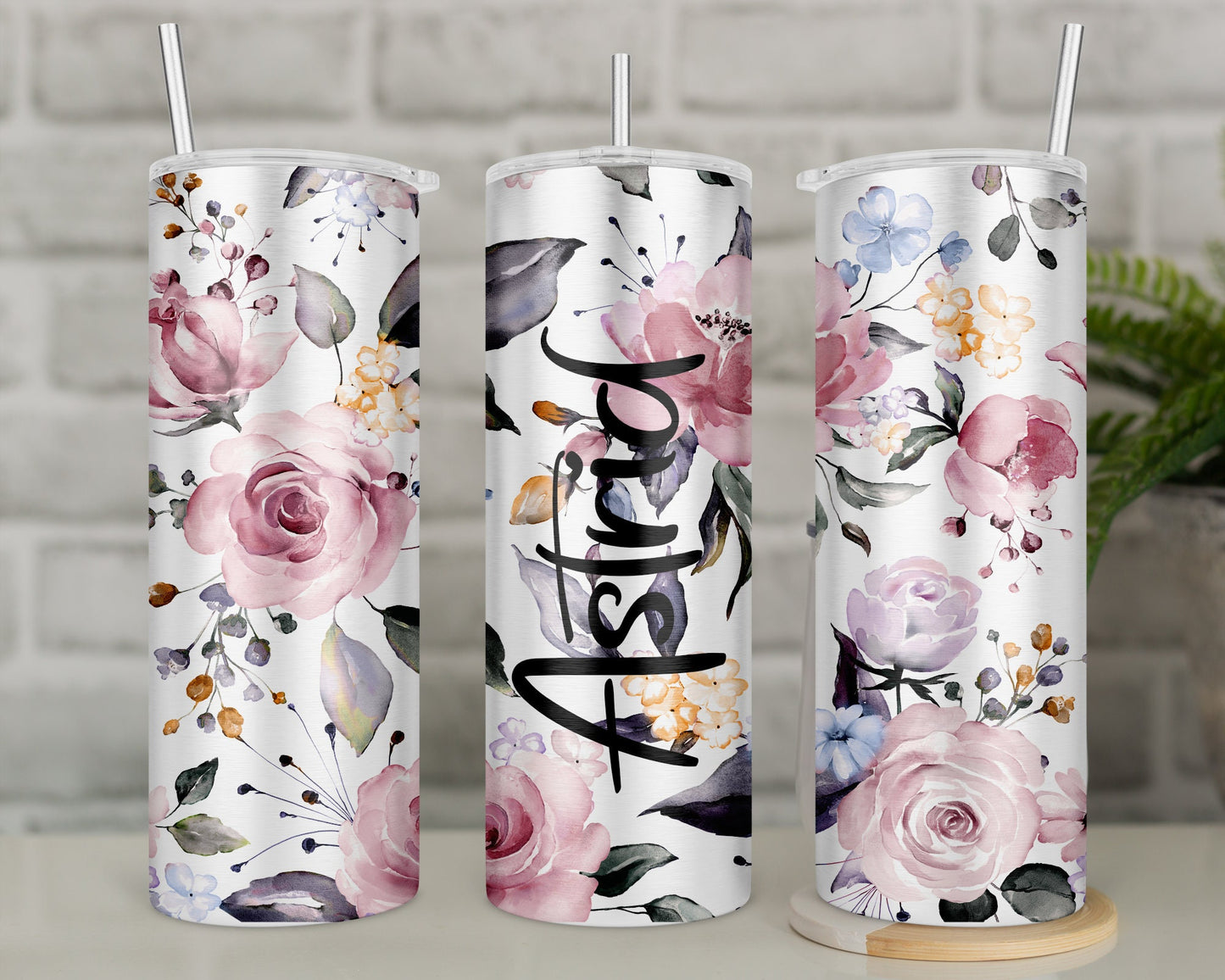 Flower Personalised Travel Mug | Pastel Flower Tumbler