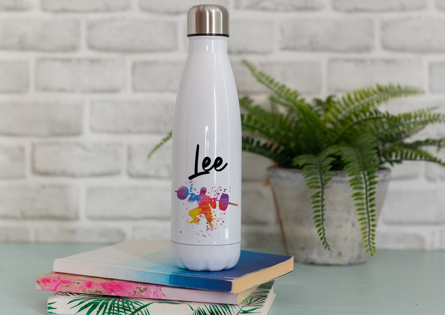 Weight lifting drink bottle, weight training man, weight lifter insulated water bottle, fitness, gym gift