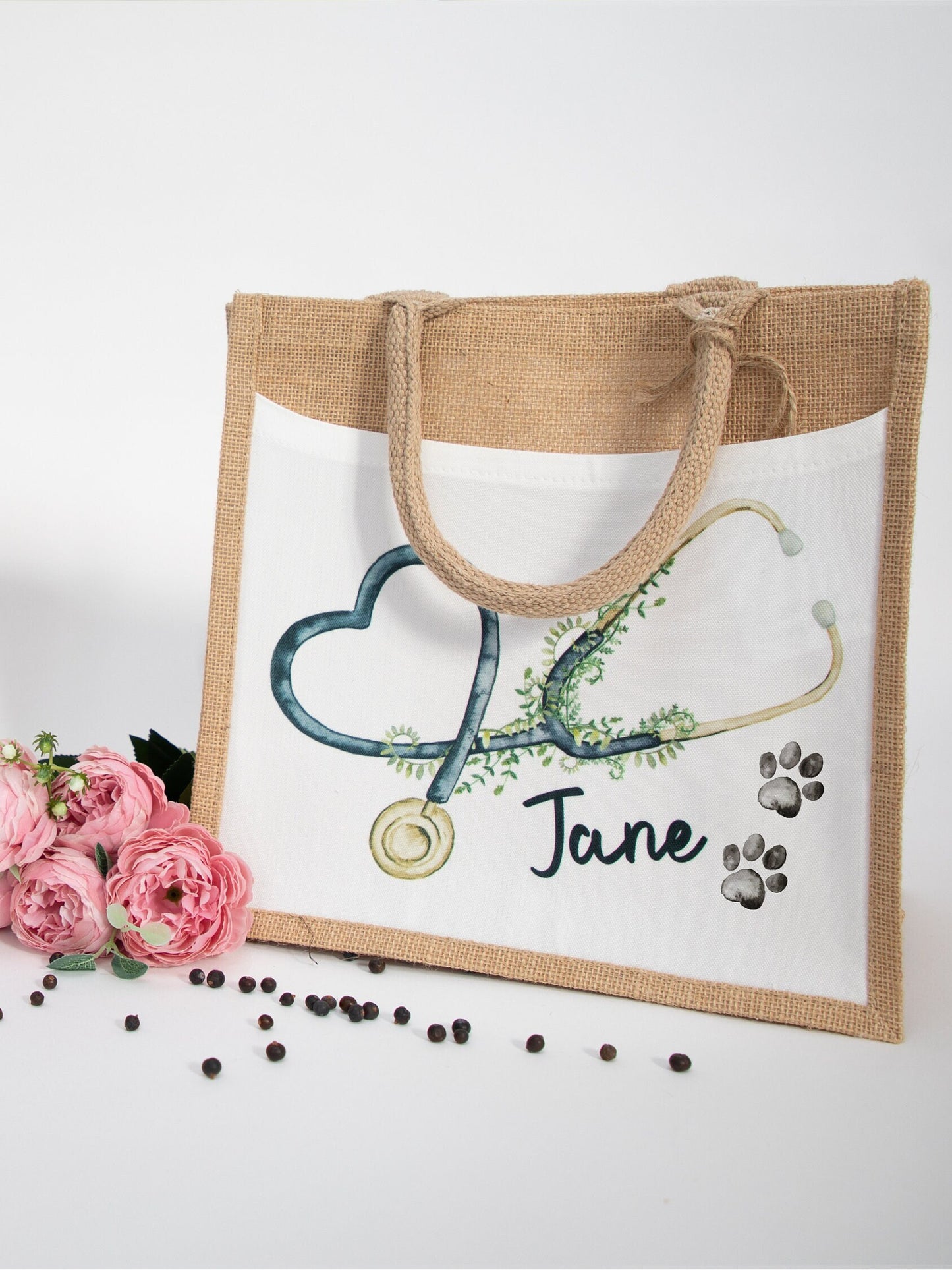 Vet Nurse Personalised Jute Bag | Tote Bag for Veterinarian