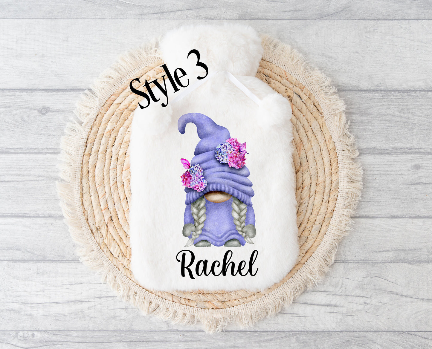 Personalised Flower Gonk Hot Water Bottle