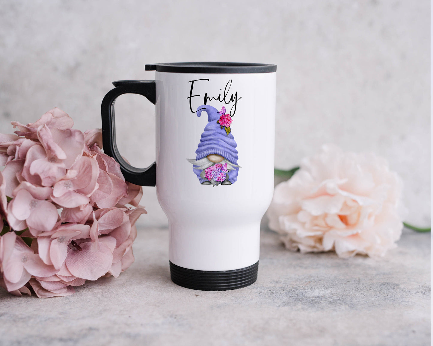 Gonk Travel Mug with Handle | Personalised Gnome Gift