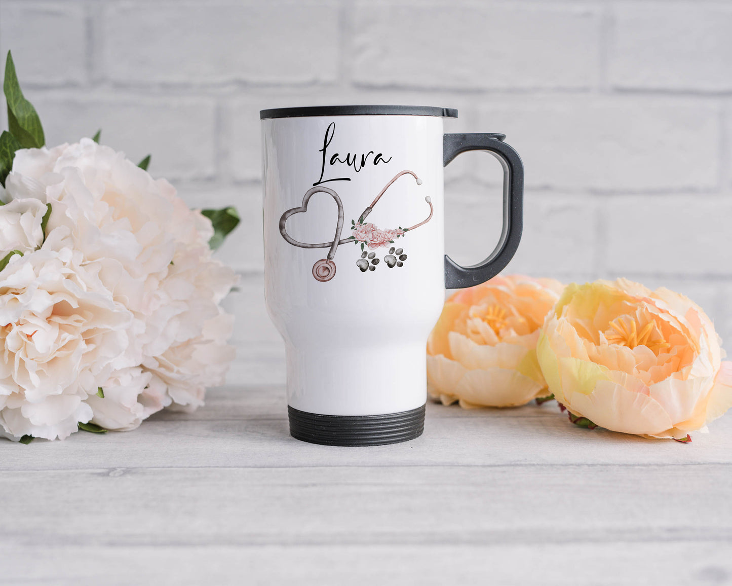 Vet Nurse Travel Mug with Handle | Personalised Insulated Stainless Steel Vet Mug