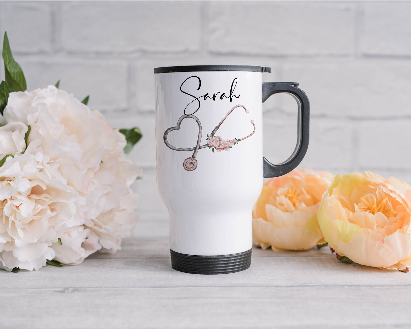 Nurse Travel Mug with Handle | Personalised Insulated Stainless Steel Paramedic Mug