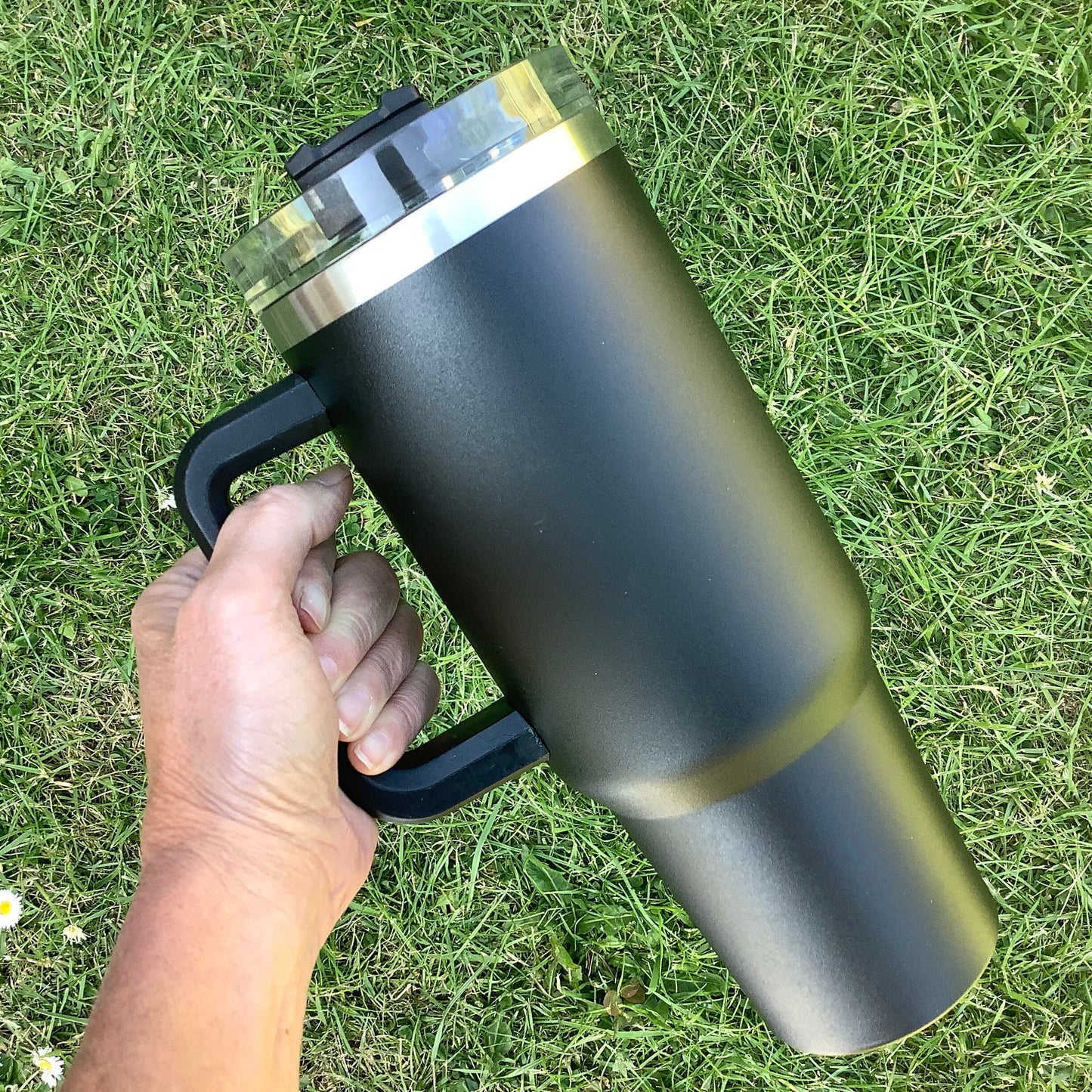 Personalised Large Travel Mug with Handle | 40oz Stanley Style Tumbler with Lid and Straw