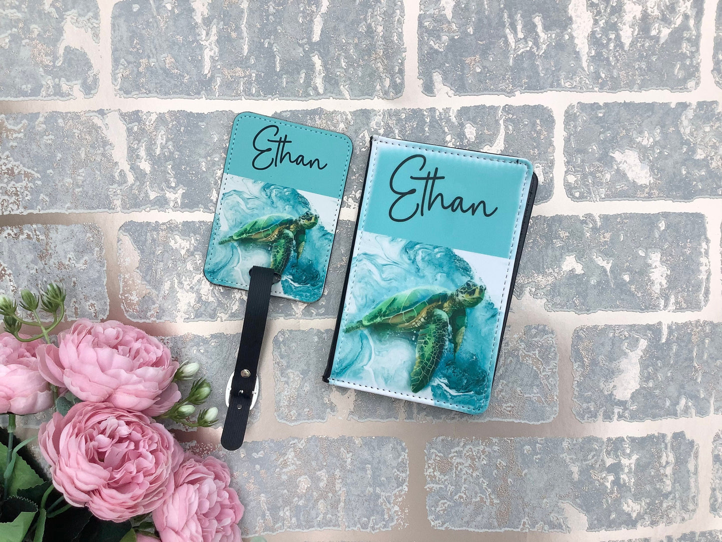 Turtle Passport Cover & Luggage Set | Personalised Turtle Lover Gift