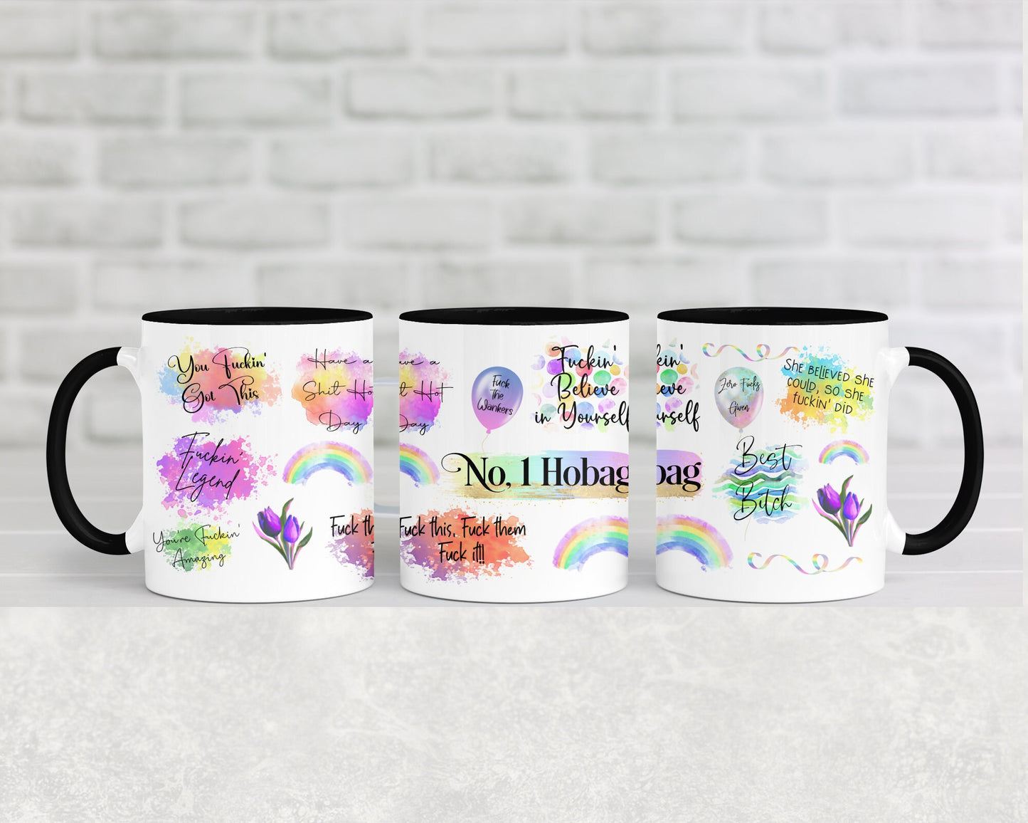 Positivity Mug with Sweary Affirmations | Funny Birthday Gift