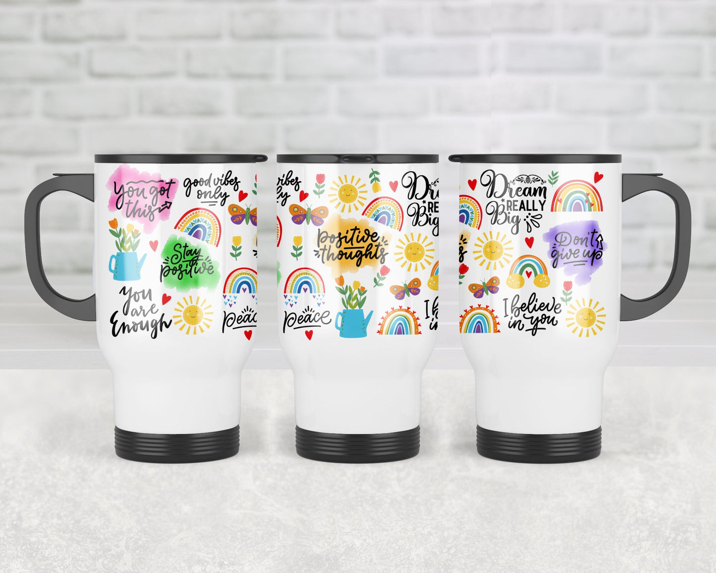 Positive Affirmations Travel Mug with Handle| Daily Reminders Gift