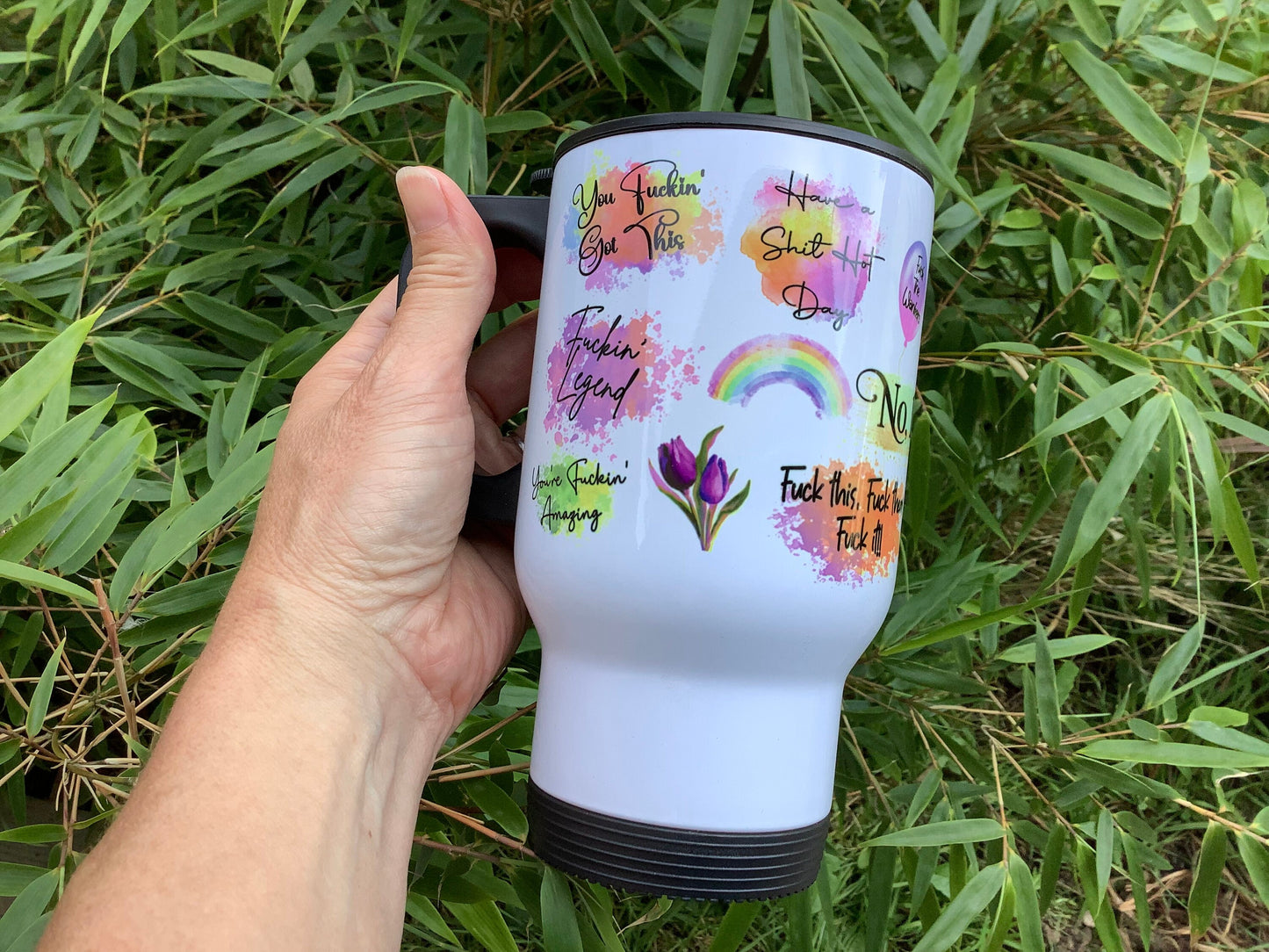 Funny Swear Affirmations Travel Mug with Handle| Daily Reminders Gift