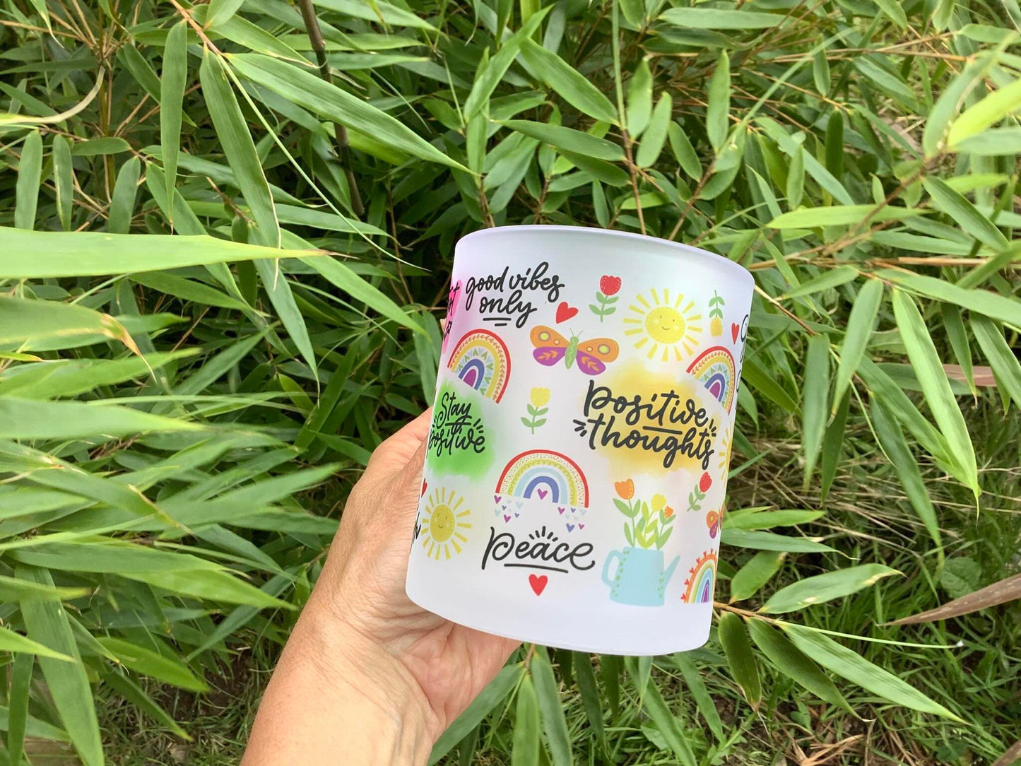 Positivity Mug with Daily Affirmations | Frosted Glass Mug