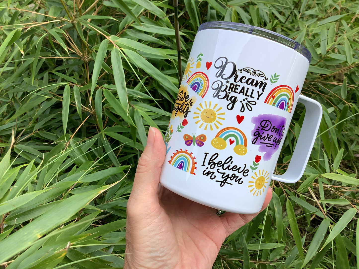 Positive Affirmations Travel Mug with Handle | Daily Affirmations Gift