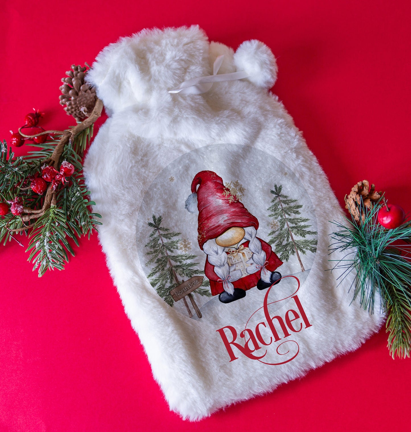 Personalised Gonk Hot Water Bottle | Christmas Furry Hot Water Bottle