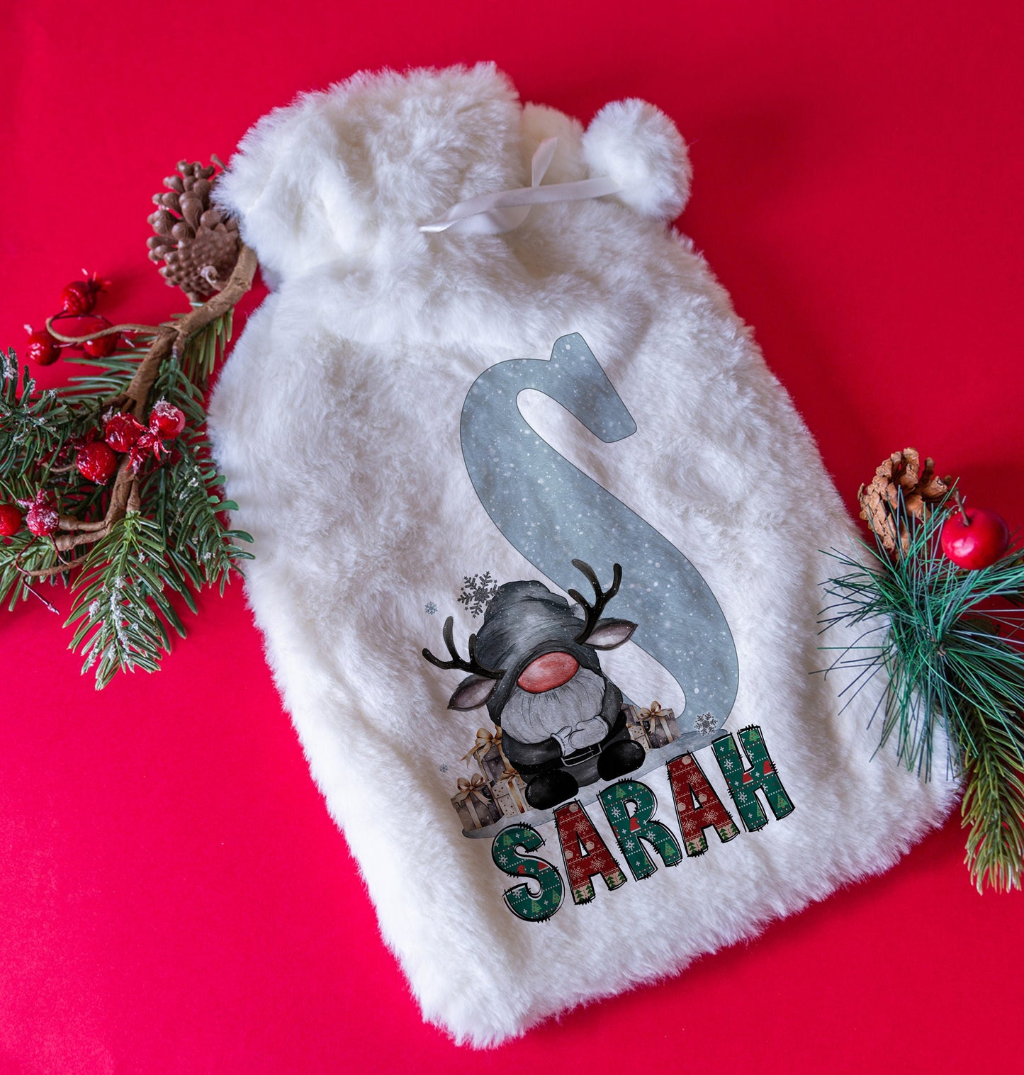 Personalised Gonk Hot Water Bottle | Christmas Furry Hot Water Bottle