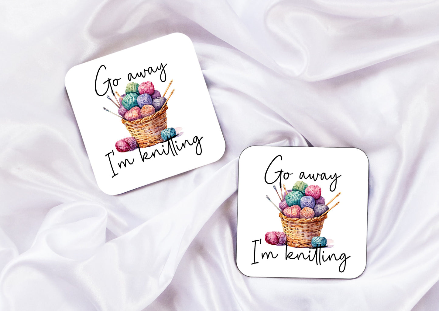 Knitting Go Away I’m Knitting Funny Mug and/or Coaster