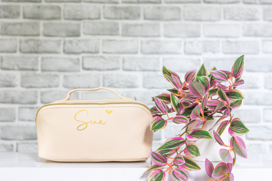 Lay Flat Make Up Bag | Personalised Open Out Cosmetic Bag