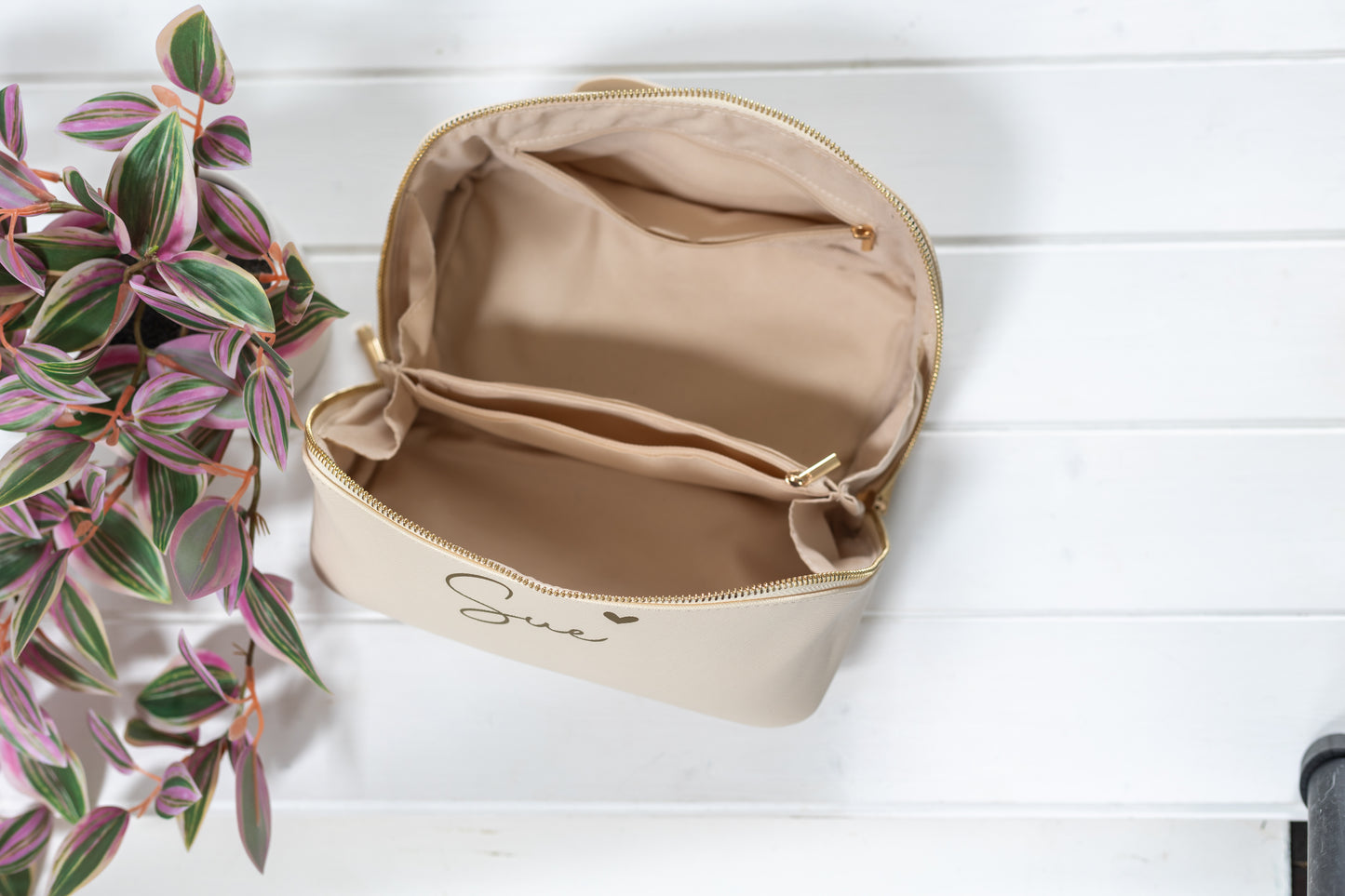 Lay Flat Make Up Bag | Personalised Open Out Cosmetic Bag