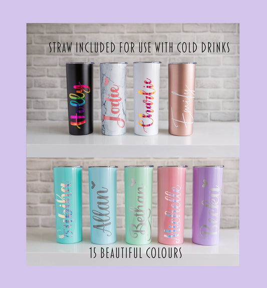 Personalised Stainless Steel Tumbler – Custom Insulated Travel Mug for Hot & Cold Drinks, Gift for Him or Her