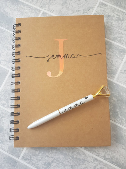 Personalised A5 Hardback Notebook with Optional Pen