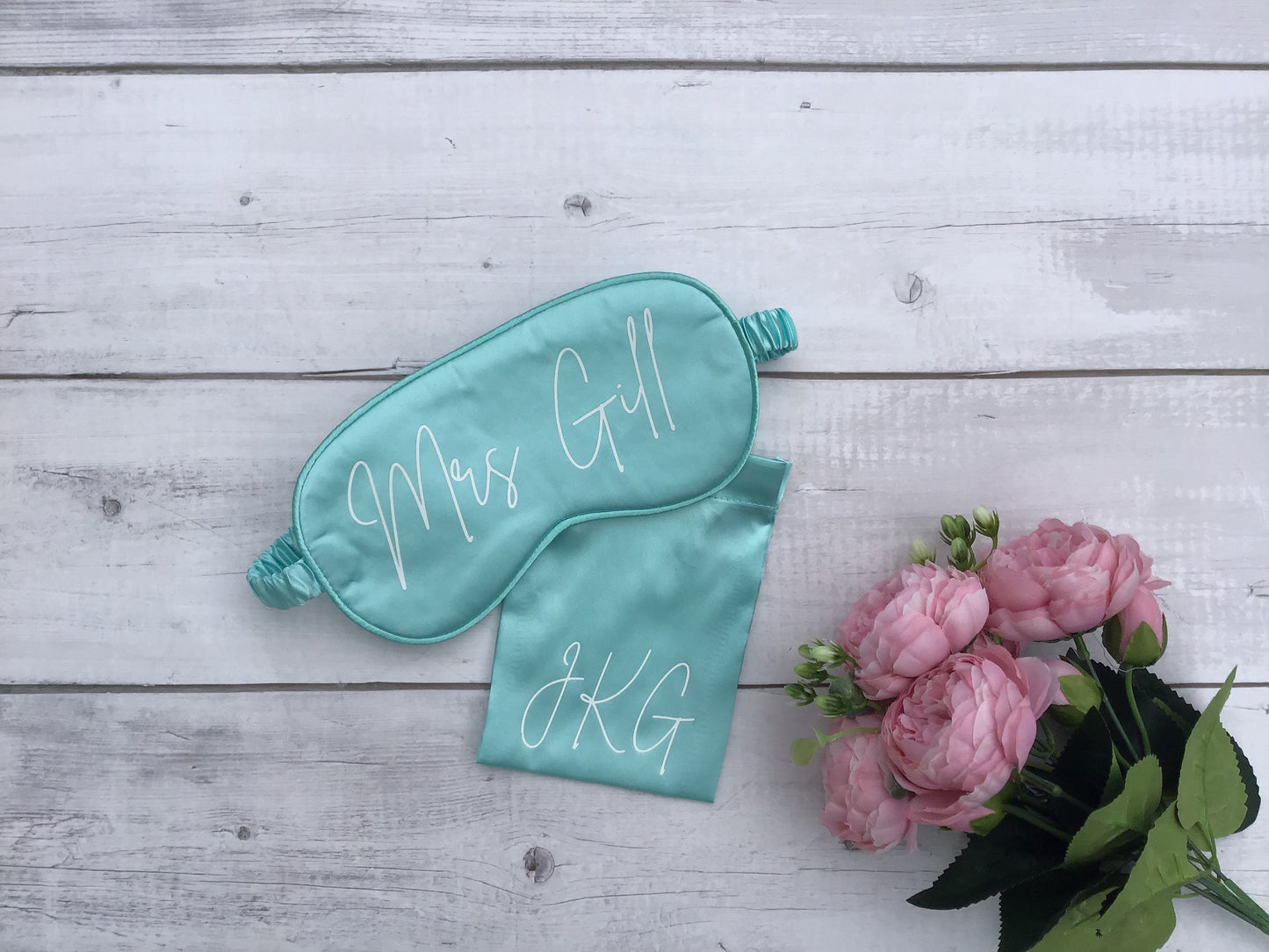 Personalised sleep mask, satin sleep mask, eye cover with bag.