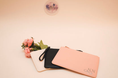 Personalised Bridesmaid Clutch Bag with Wrist Strap and Initials