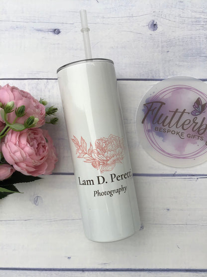 Printed logo tumbler, insulated travel mug with business logo, small business gift, corporate gifting