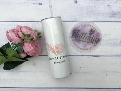 Printed logo tumbler, insulated travel mug with business logo, small business gift, corporate gifting