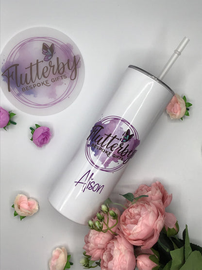 Printed logo tumbler, insulated travel mug with business logo, small business gift, corporate gifting