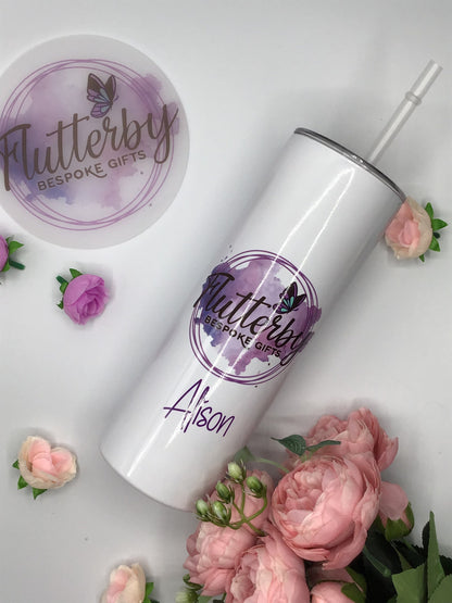 Printed logo tumbler, insulated travel mug with business logo, small business gift, corporate gifting