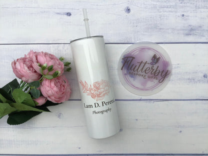 Printed logo tumbler, insulated travel mug with business logo, small business gift, corporate gifting