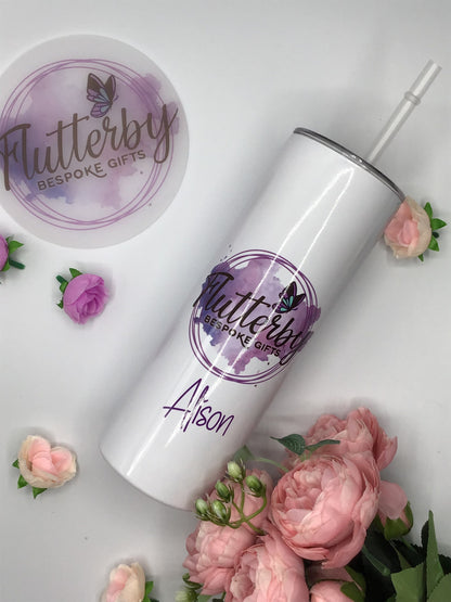 Printed logo tumbler, insulated travel mug with business logo, small business gift, corporate gifting