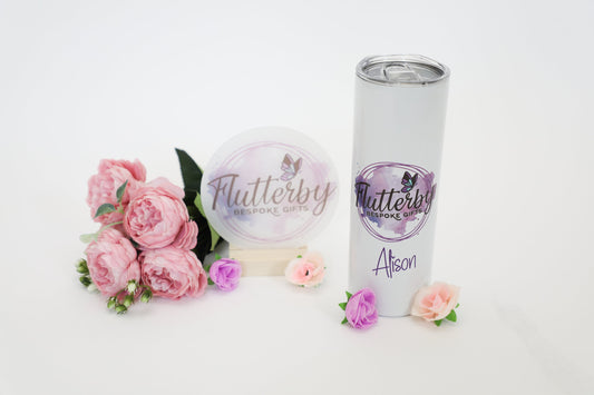 Printed logo tumbler, insulated travel mug with business logo, small business gift, corporate gifting