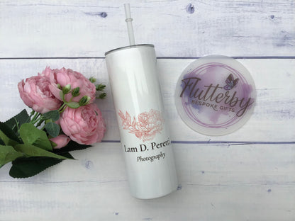 Printed logo tumbler, insulated travel mug with business logo, small business gift, corporate gifting