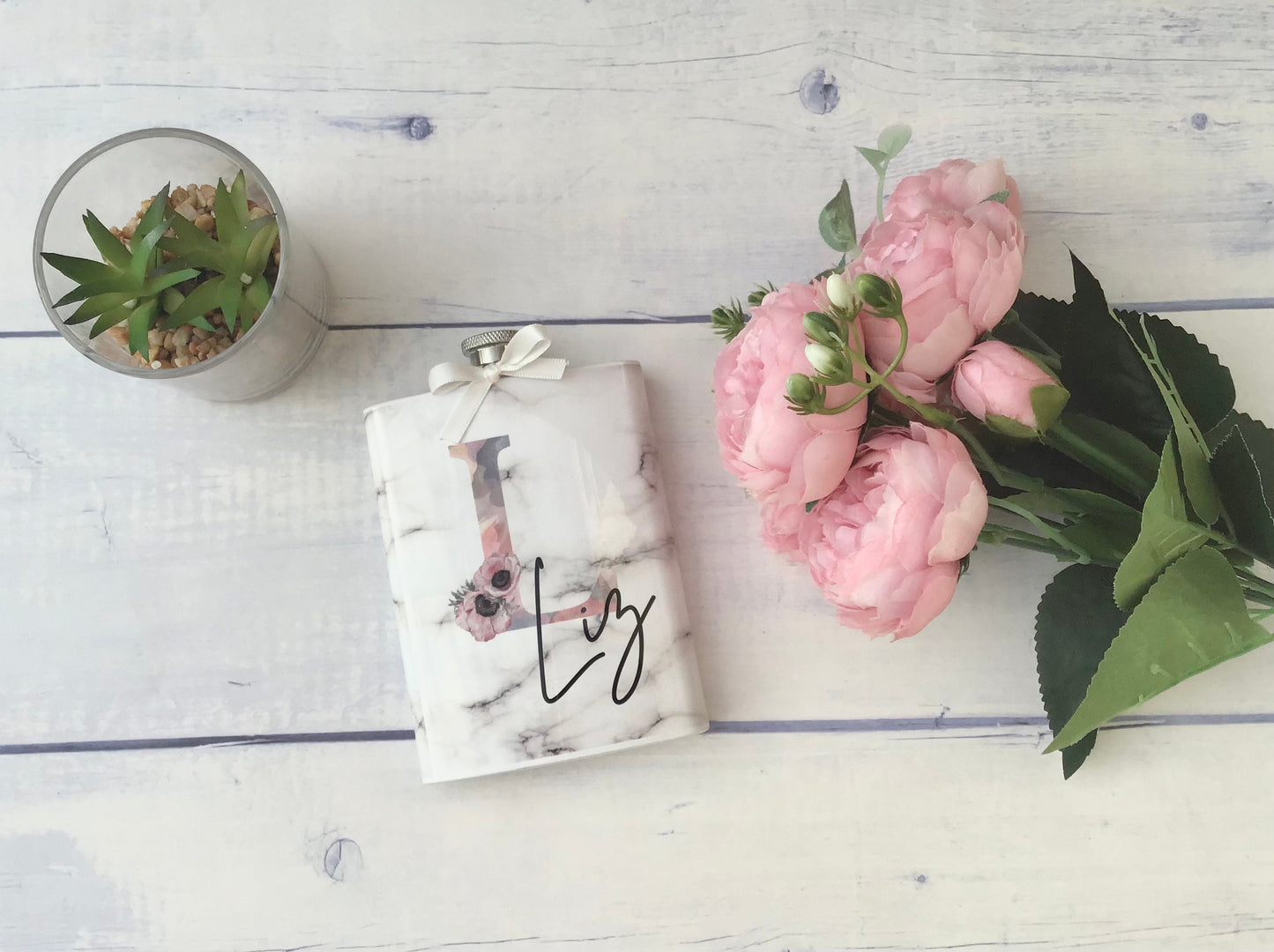 Personalised Ladies Hip Flask | White Hip Flask for Her