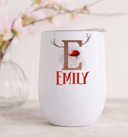 Personalised Christmas Wine Tumbler | Insulated Xmas Wine Glass