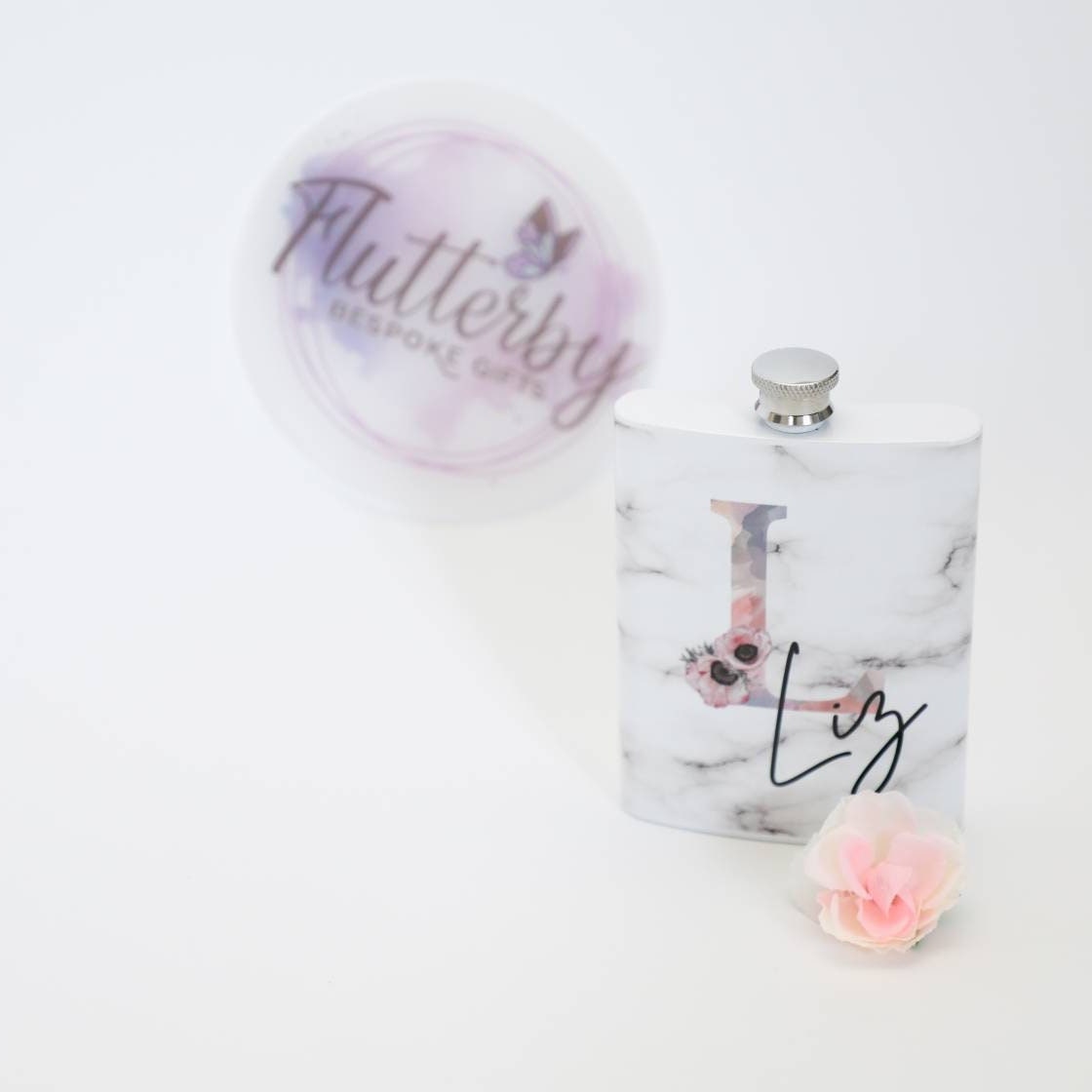 Personalised Ladies Hip Flask | White Hip Flask for Her