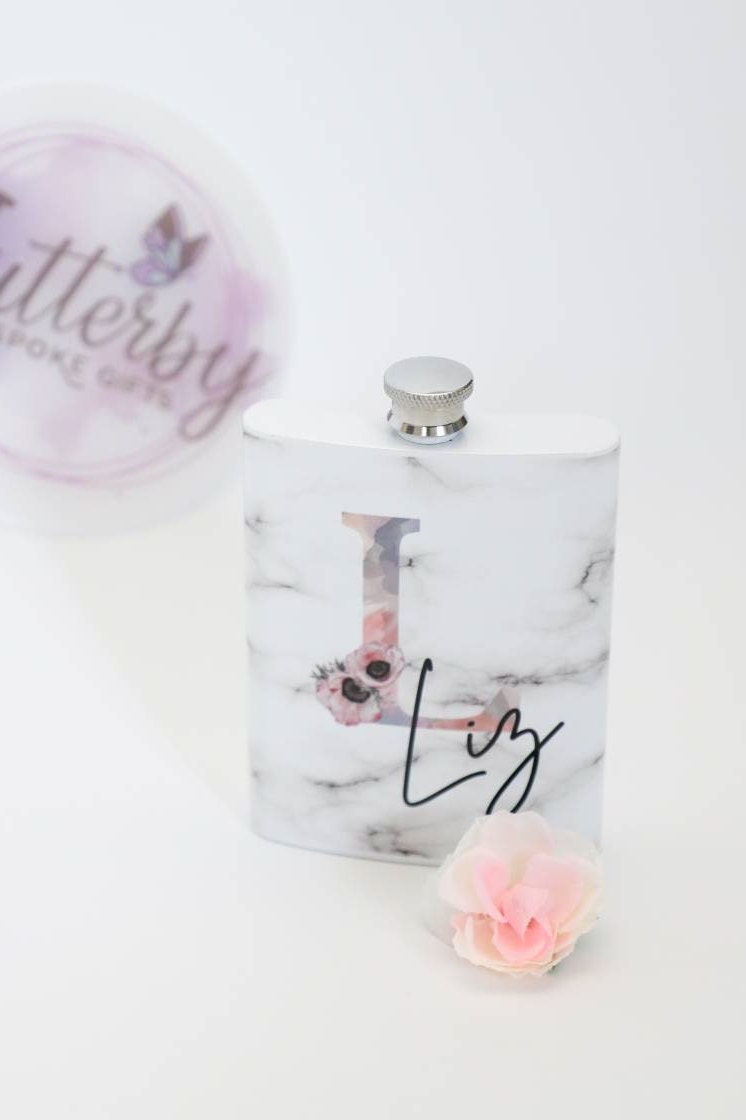 Personalised Ladies Hip Flask | White Hip Flask for Her