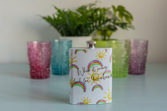 Ladies hip flask, Rainbow personalised hip flask, bridesmaid gift, alcohol, gin lover, positivity gift