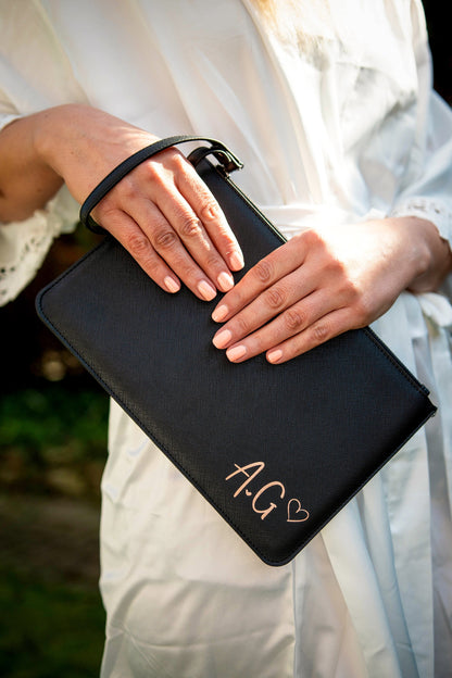 Personalised Bridesmaid Clutch Bag with Wrist Strap