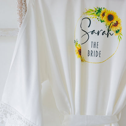 Sunflower Wedding Satin Bride/Bridesmaid Robes | FAST DESPATCH