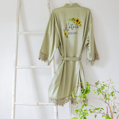 Sunflower Wedding Satin Bride/Bridesmaid Robes | FAST DESPATCH