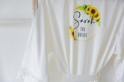 Sunflower Wedding Satin Bride/Bridesmaid Robes | FAST DESPATCH