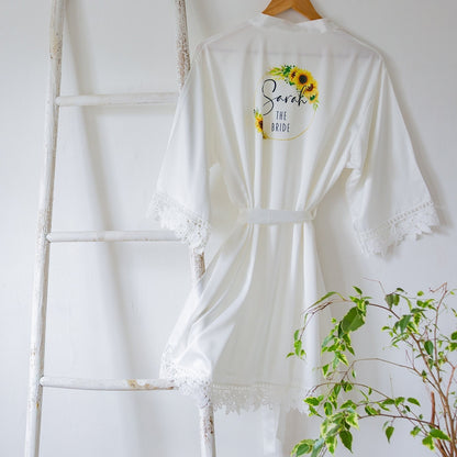 Sunflower Wedding Satin Bride/Bridesmaid Robes | FAST DESPATCH