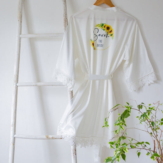 Sunflower Wedding Satin Bride/Bridesmaid Robes | FAST DESPATCH