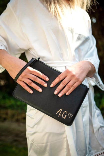 Personalised Bridesmaid Clutch Bag with Wrist Strap