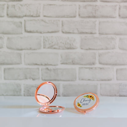 Personalised Compact Mirror with Sunflowers | Perfect Bride or Bridesmaid Gift